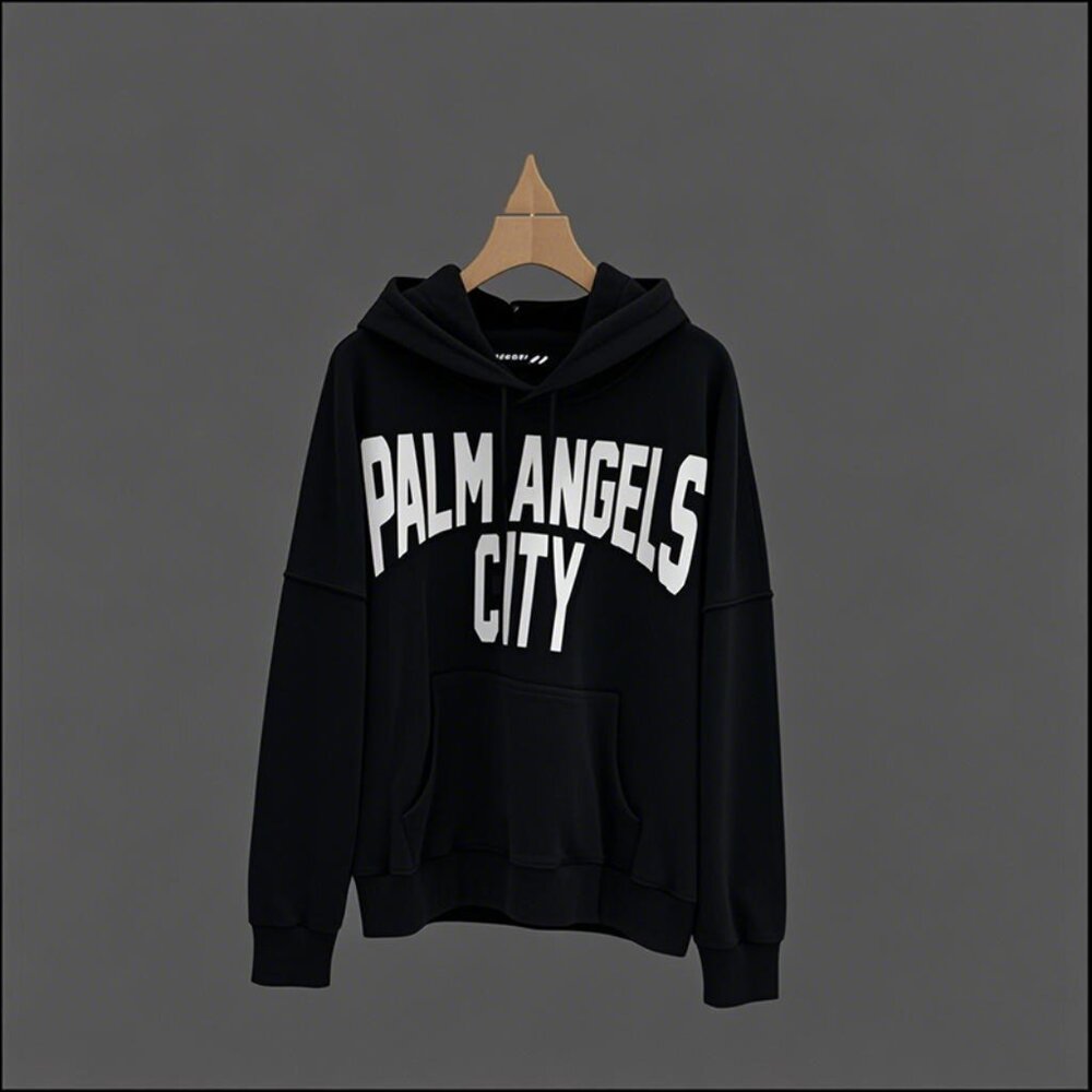 NWT Palm Angels Printed Washed Distressed Hooded Sweatshirt